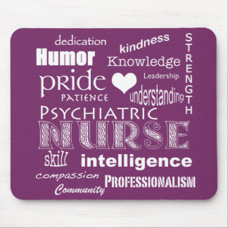 Psychiatrische Nurse-Word-Wolke/Tief Lila Mousepad