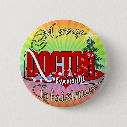 PSYCHIATRIST-ARZT MERRY CHRISTMAS BUTTON (Vorderseite)
