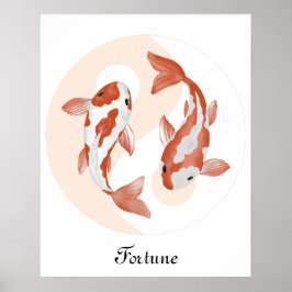 Psychisch Lucky Zen Koi Fisch in Bagua Fortune Poster