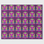 Psychisch Shaman Sphynx Cat Neon Wrapping Paper Geschenkpapier (Flach)