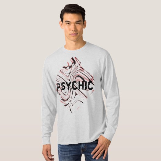 "Psychisch" über Abstraktes Kunstdesign in Pink Bl T-Shirt (Vorne ganz)