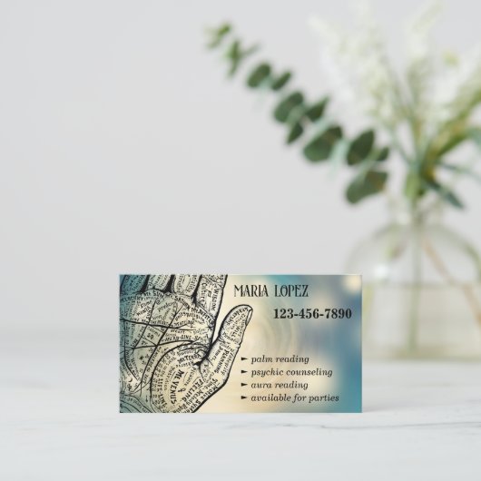 Psychische Beratung Palm Reader Visitenkarte (Stehend Vorderseite)