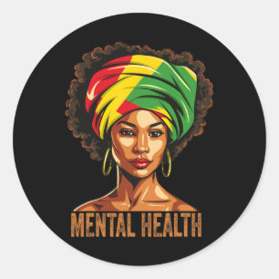 Psychische Gesundheit Afro Afrikanische schwarze G Runder Aufkleber