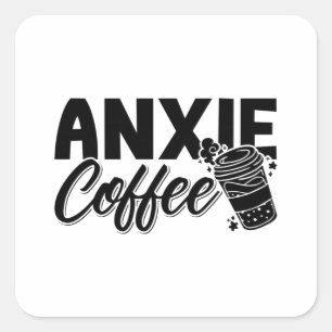 Psychische Gesundheit Anxie Kaffee Bewusstsein Ang Quadratischer Aufkleber