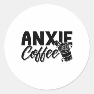 Psychische Gesundheit Anxie Kaffee Bewusstsein Ang Runder Aufkleber