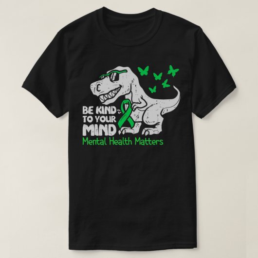 Psychische Gesundheit Bewusstsein Dino Funny Klein T-Shirt (Design vorne)