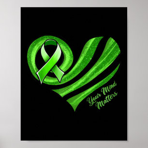 Psychische Gesundheit Bewusstsein Herz Grüne psych Poster