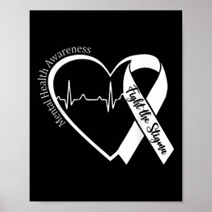 Psychische Gesundheit Bewusstsein Herz Kampf gegen Poster