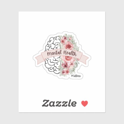 Psychische Gesundheit | Blume Mind Ribbon Aufkleber (Blatt)