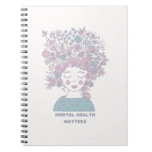 Psychische Gesundheit Floral Woman Französisch G Notizblock
