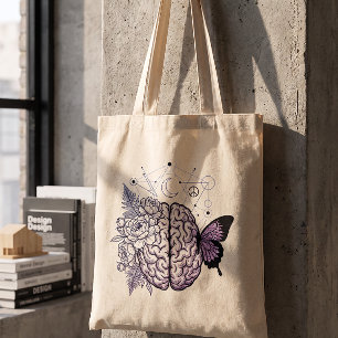 Psychische Gesundheit Florale und geometrische Hir Tragetasche