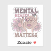 Psychische Gesundheit Fragen Bewusstsein Retro Flo Aufkleber (Blatt)