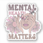 Psychische Gesundheit Fragen Bewusstsein Retro Flo Aufkleber (Vorderseite)