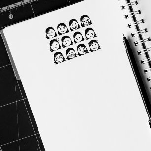 Psychische Gesundheit, Frauen Mood Emojis, Journal Gummistempel