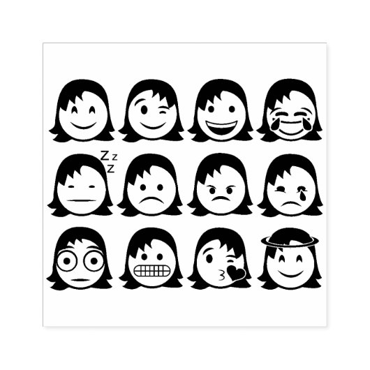 Psychische Gesundheit, Frauen Mood Emojis, Journal Gummistempel (Prägung)