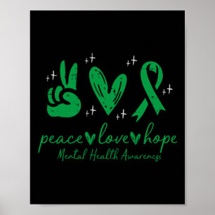 Psychische Gesundheit Frieden Liebe Hoffnung Bewus Poster