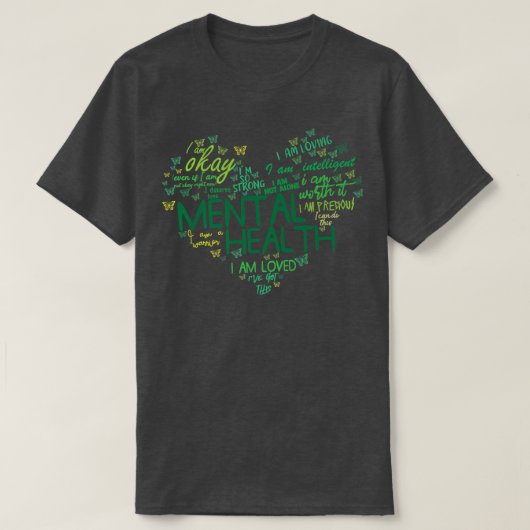Psychische Gesundheit Herz Word Cloud Mental Healt T-Shirt (Design vorne)
