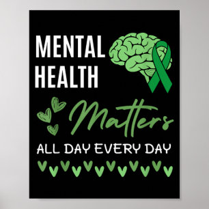 Psychische Gesundheit ist wichtig Grüne Schleife A Poster