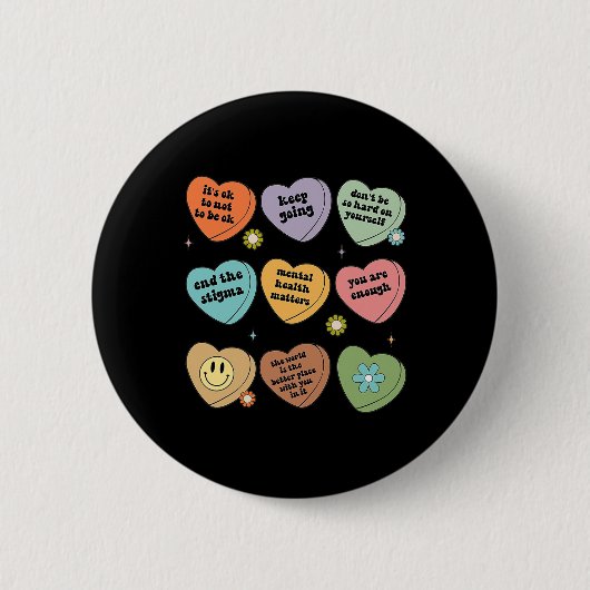 Psychische Gesundheit Materie Blumengehirn Grafisc Button (Vorderseite)