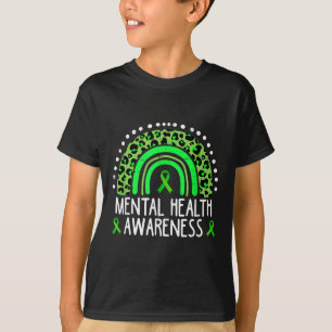 Psychische Gesundheit Monat Rainbow Leopard Boho T-Shirt