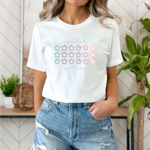 Psychische Gesundheit   Retro Blume Grau T-Shirt