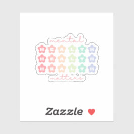 Psychische Gesundheit Retro-Blume Pastel Rainbow Aufkleber