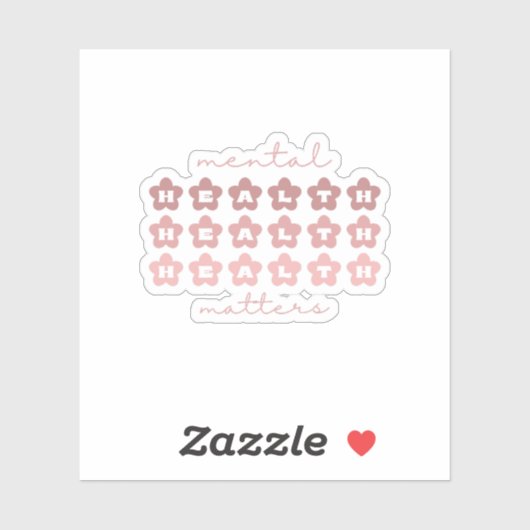 Psychische Gesundheit | Retro Blume Rosa Claro Aufkleber (Blatt)