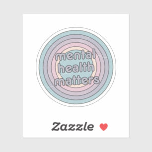 Psychische Gesundheit Retro Circle French Gray Aufkleber