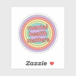 Psychische Gesundheit Retro Circle Peach Candy Aufkleber