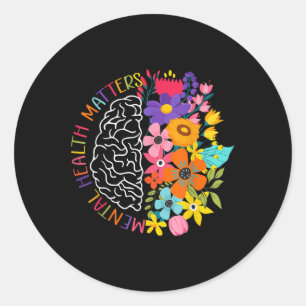 Psychische Gesundheit S Bluoral Human Brain Illusi Runder Aufkleber