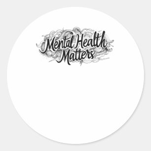 Psychische Gesundheit S - Handgezeichnet Kunstwerk Runder Aufkleber