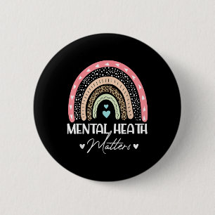Psychische Gesundheit S Leopard Print Rainbow Awar Button