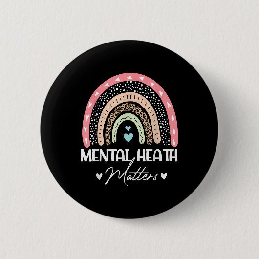 Psychische Gesundheit S Leopard Print Rainbow Awar Button (Vorderseite)
