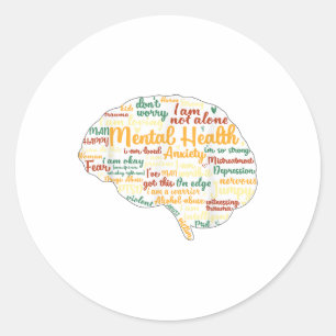 Psychische Gesundheit S Word Cloud Mental Health A Runder Aufkleber