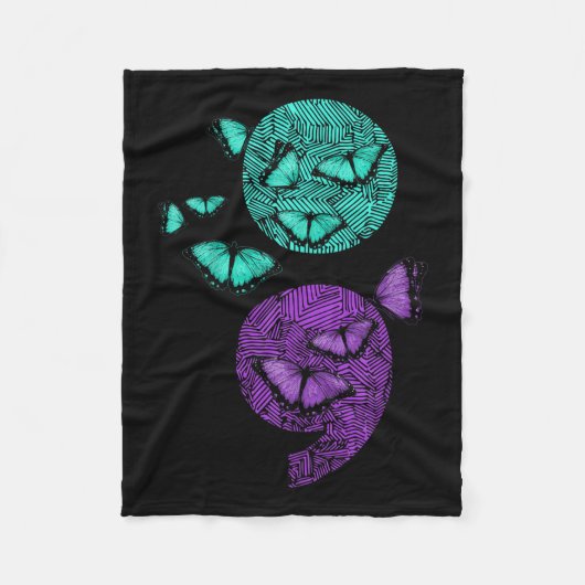 Psychische Gesundheit Suizidbewusstsein Semicolon Fleecedecke (Vorderseite)