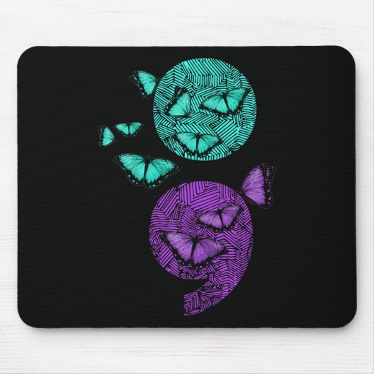 Psychische Gesundheit Suizidbewusstsein Semicolon Mousepad (Vorne)