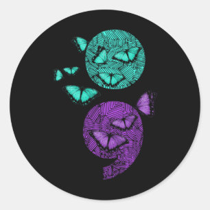 Psychische Gesundheit Suizidbewusstsein Semicolon Runder Aufkleber