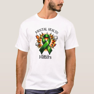 Psychische Gesundheit zählt Pop-Art Grüne Schleife T-Shirt