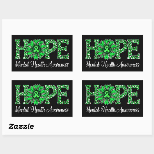 Psychische Gesundheitsbewusstsein - Hope Rectangle Rechteckiger Aufkleber (Blatt)