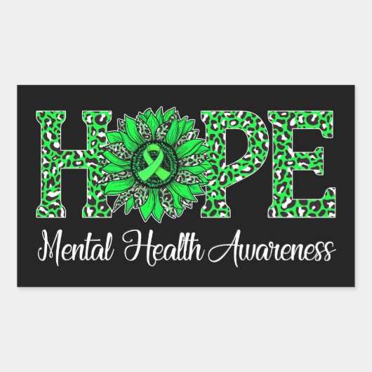 Psychische Gesundheitsbewusstsein - Hope Rectangle Rechteckiger Aufkleber (Vorderseite)