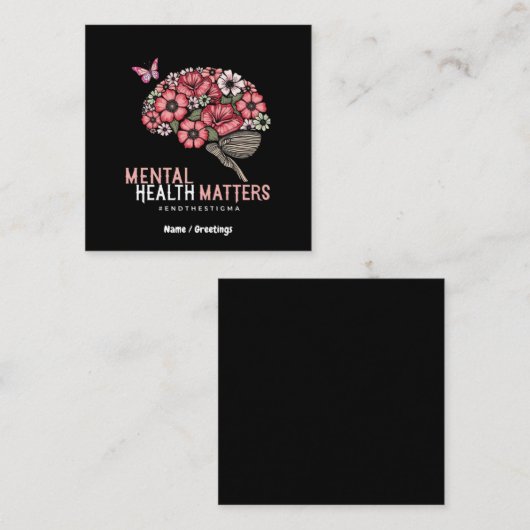 Psychische Gesundheitsfragen beenden Stigma, erhöh Quadratische Visitenkarte (Vorne/Hinten)
