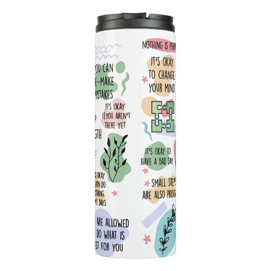 Psychische Gesundheitsfragen - farbenfrohe Bekräft Thermosbecher (Rückseite)