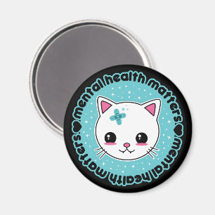 Psychische Gesundheitsfragen Kawaii Cat Magnet