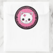 Psychische Gesundheitsfragen Kawaii Cat Runder Aufkleber (Tasche)