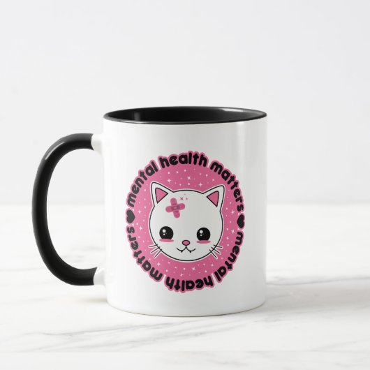 Psychische Gesundheitsfragen Kawaii Cat Tasse (Links)