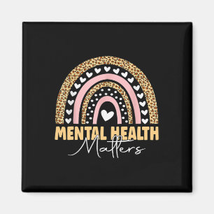 Psychische Gesundheitsfragen Leopard Boho Rainbow  Magnet