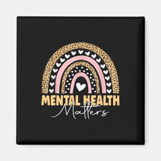 Psychische Gesundheitsfragen Leopard Boho Rainbow Magnet (Vorne)