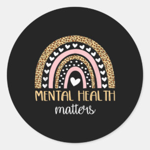 Psychische Gesundheitsprobleme Boho Rainbow Awaren Runder Aufkleber