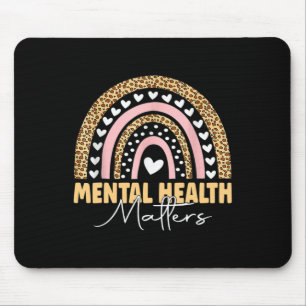 Psychische Gesundheitsprobleme Leopard Boho Regenb Mousepad