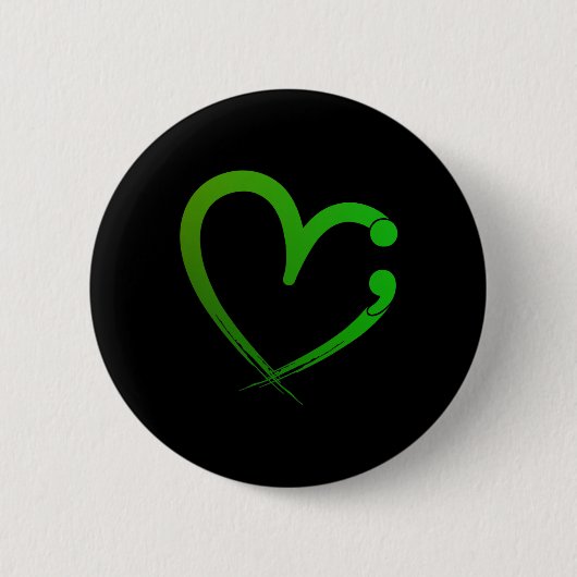 Psychische Gesundheitsprobleme Semicolon Herzerkra Button (Vorderseite)